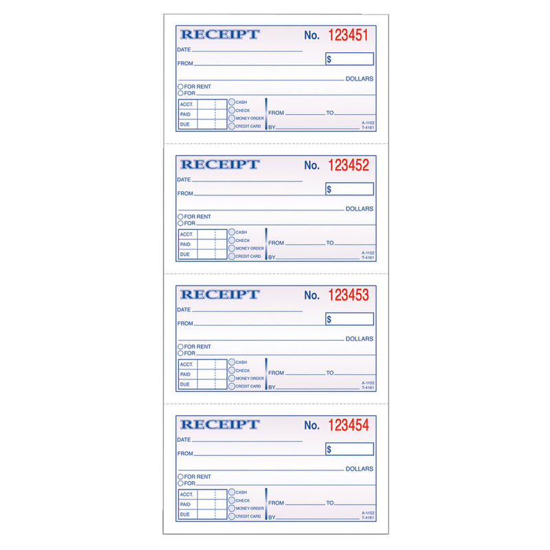 Adams Carbonless 2-Part Money/Rent Receipt Book, 5 1/4in x 11in, Book Of 200 Sets (Min Order Qty 13) MPN:DC1152