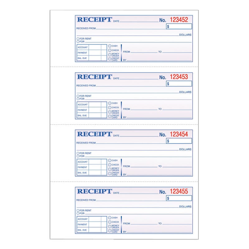 Adams Carbonless 2-Part Money/Rent Receipt Book, 7 5/8in x 11in, Book Of 200 Sets (Min Order Qty 9) MPN:DC1182