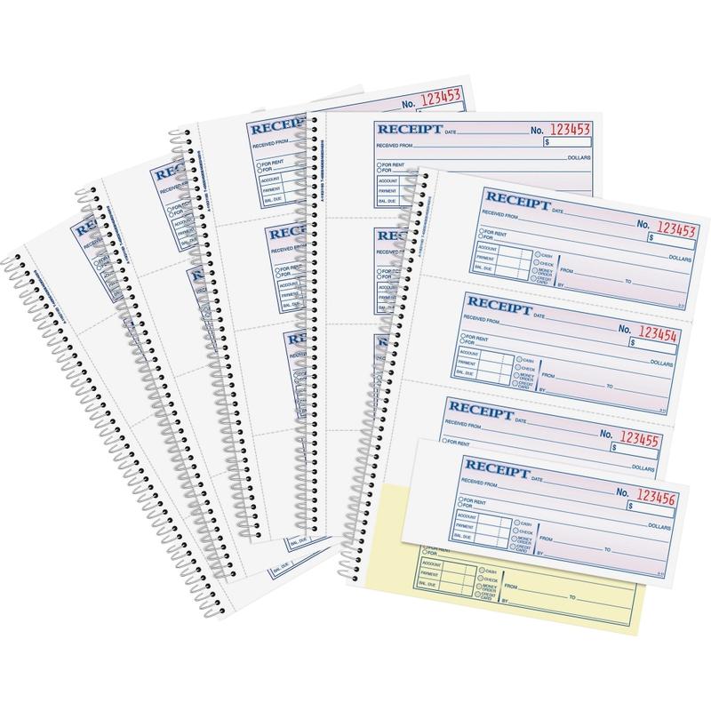 Adams Spiral 2-part Money/Rent Receipt Book - 200 Sheet(s) - Spiral Bound - 2 Part - 2.75inx7.62in Form Size - SC1182PK MPN:SC1182PK