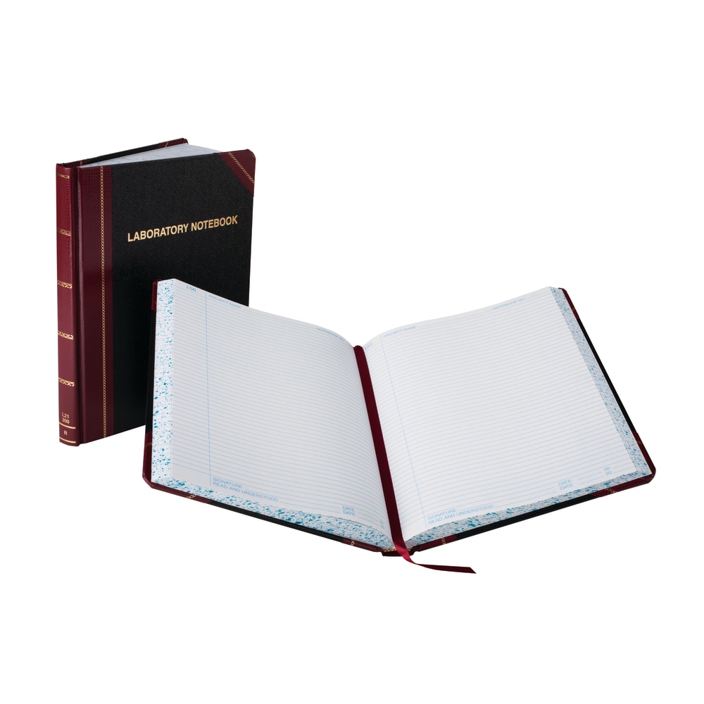 Boorum & Pease Laboratory Notebook, 10 3/8in x 8 1/8in, Record Ruled, 300 Sheets, Black/Burgundy MPN:L21-300-R