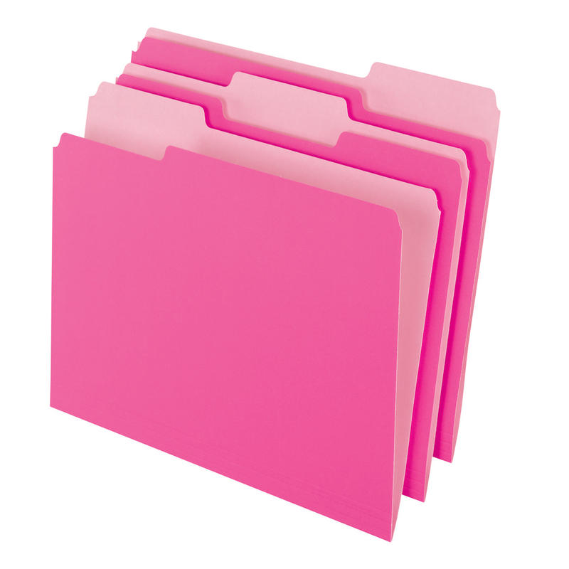 Pendaflex 2-Tone Color Folders, 1/3 Cut, Letter Size, Pink, Pack Of 100 MPN:15213PIN