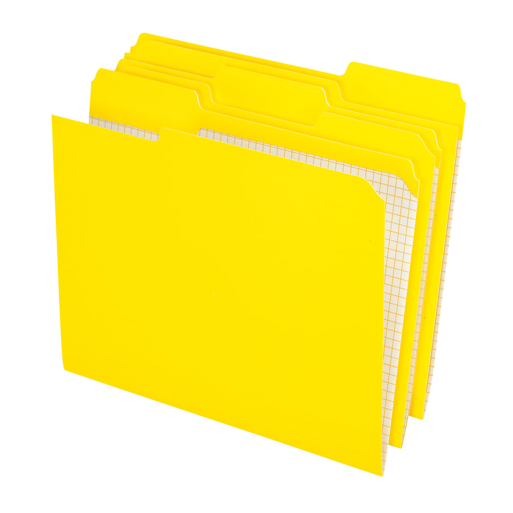 Pendaflex Color Reinforced Top File Folders With Interior Grid, 1/3 Cut, Letter Size, Yellow, Pack Of 100 MPN:R15213YEL