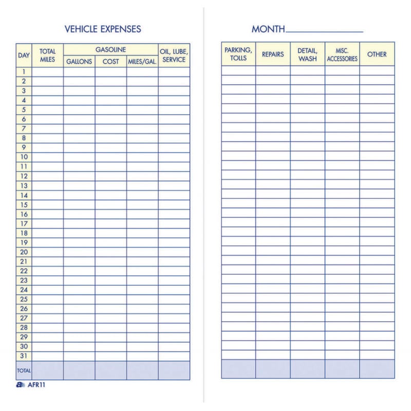 Adams Vehicle Expense Book MPN:AFR11