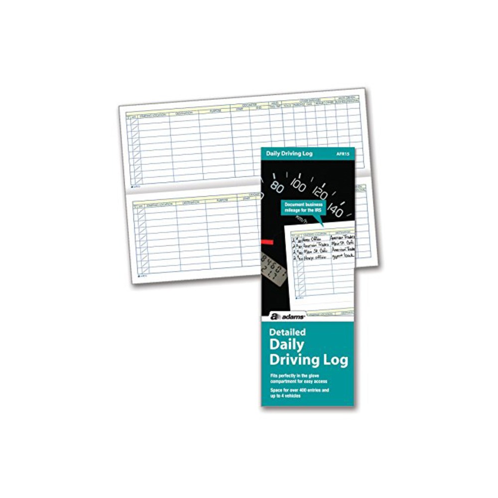 Adams Detailed Daily Driving Log, 9in x 3 1/4in, White, 48 Pages (24 Sheets) (Min Order Qty 12) MPN:AFR15