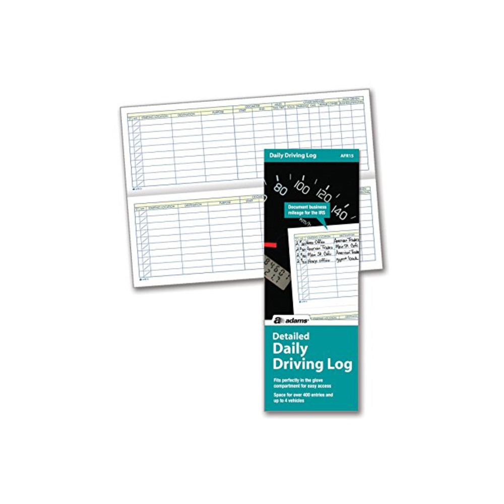 Adams Detailed Daily Driving Log, 9in x 3 1/4in, White, 48 Pages (24 Sheets) MPN:AFR15
