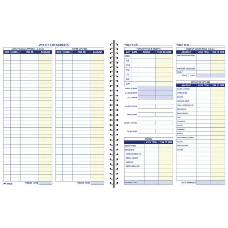 Adams Weekly Bookkeeping Book, 8 1/2in x 11in, Blue MPN:AFR70
