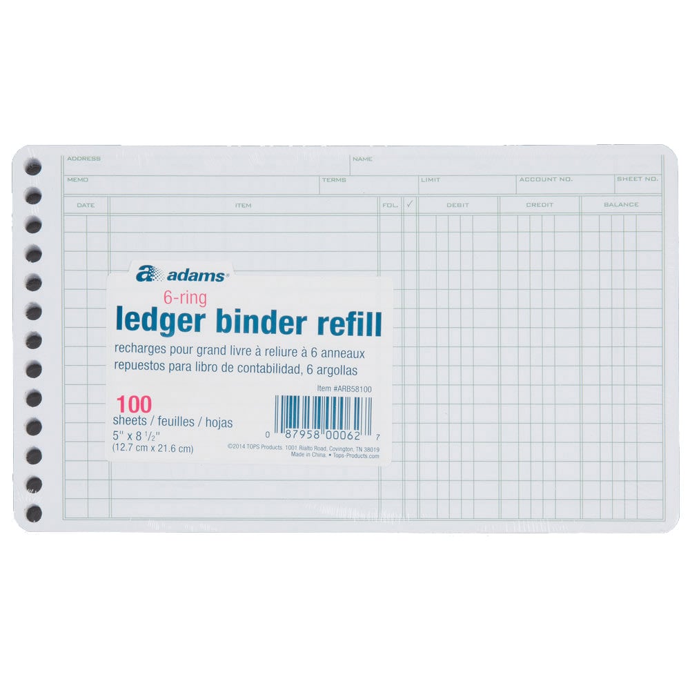 Adams Ledger Sheets, 5in x 8in, Green/White (Min Order Qty 9) MPN:ARB58100