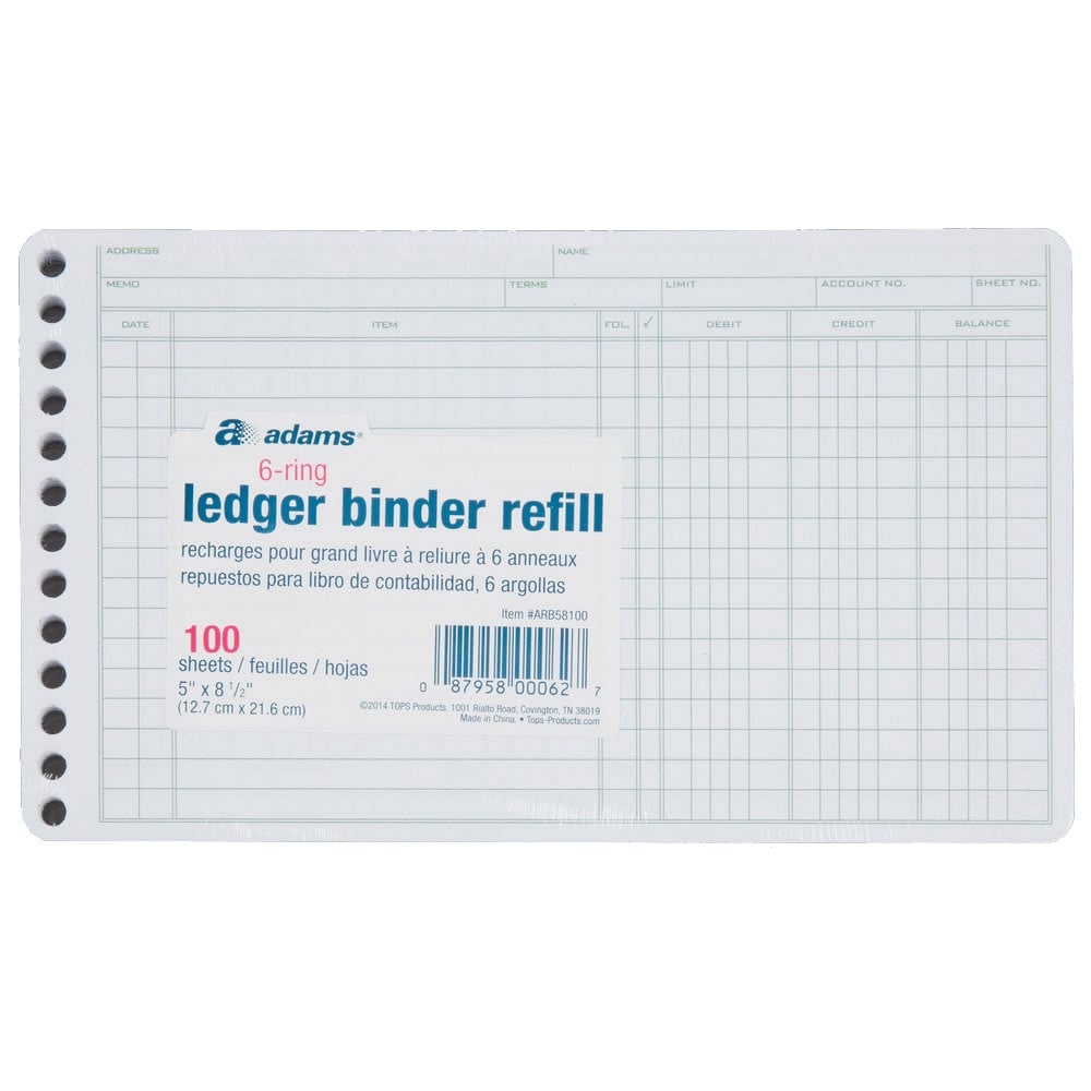 Adams Ledger Sheets, 5in x 8in, Green/White MPN:ARB58100