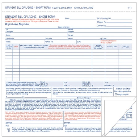 Form, Bill/Lading, Shrt, Tri, PK250 MPN:L3841