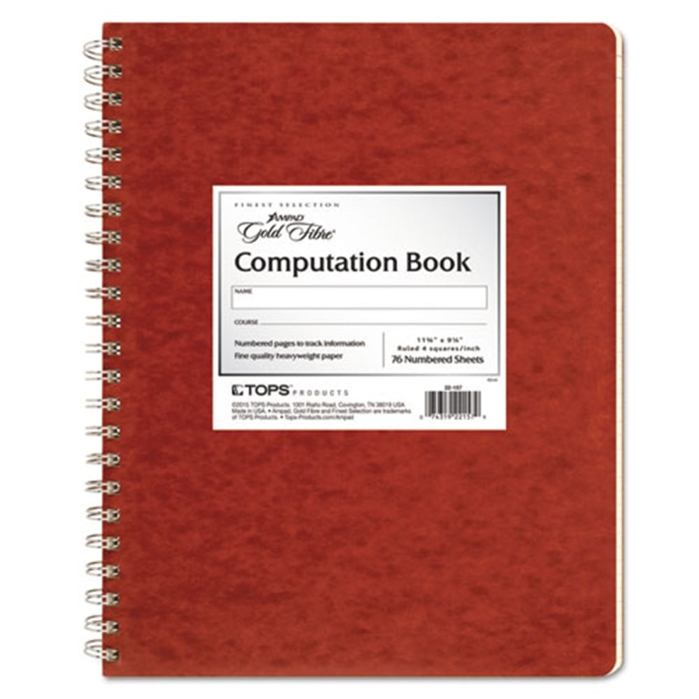Ampad Retro Computation Notebook, 9 1/4in x 11 3/4in, 75 Sheets, Red (Min Order Qty 2) MPN:22157