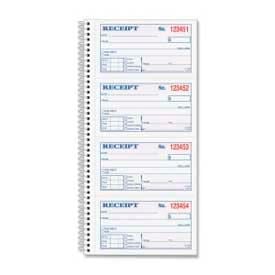 TOPS™ Spiralbound Money & Rent Receipt Book 2-Part Carbonless 4 Forms/Sheet 200 Forms Total 4161