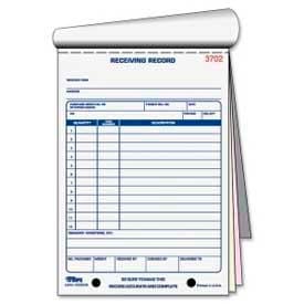 Tops® Receiving Record Book 3-Part Carbonless 5-9/16