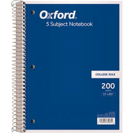 Oxford™ 5 Subject Coil-Lock Wirebound Notebook Randomly Assorted Covers (200) 11 x 8.5 Sheets 65581