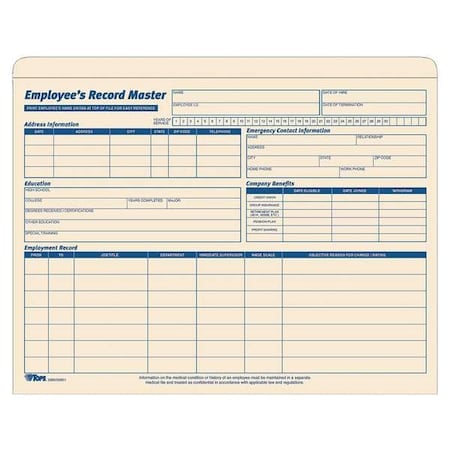 Employee Record File Jacket, PK15 MPN:TOP32801