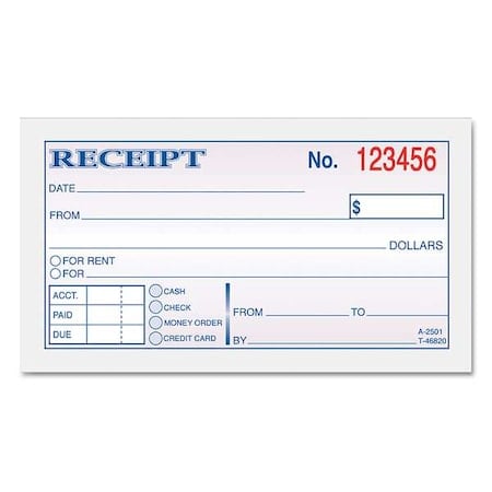Money/Rent Receipt Book, 2-Part Carbonles MPN:TOP46820
