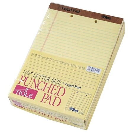 The Legal Pad Ruled Perforated Pads, Wide/Legal Rule, 50 Canary-Yellow 8.5 x 11.75 Sheets, PK12 MPN:TOP7531