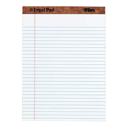 Legal Notepad, Wide/Legal Rule 8.5 x 11.75 Sheet Size, 50 Sheets, White, PK12 MPN:TOP7533