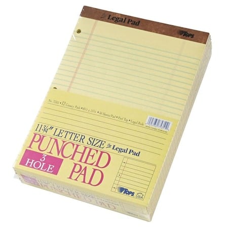 The Legal Pad Ruled Perforated Pads, Wide/Legal Rule, (50) Canary-Yellow 8.5 x 11.75 Sheets, PK12 MPN:TOP75351