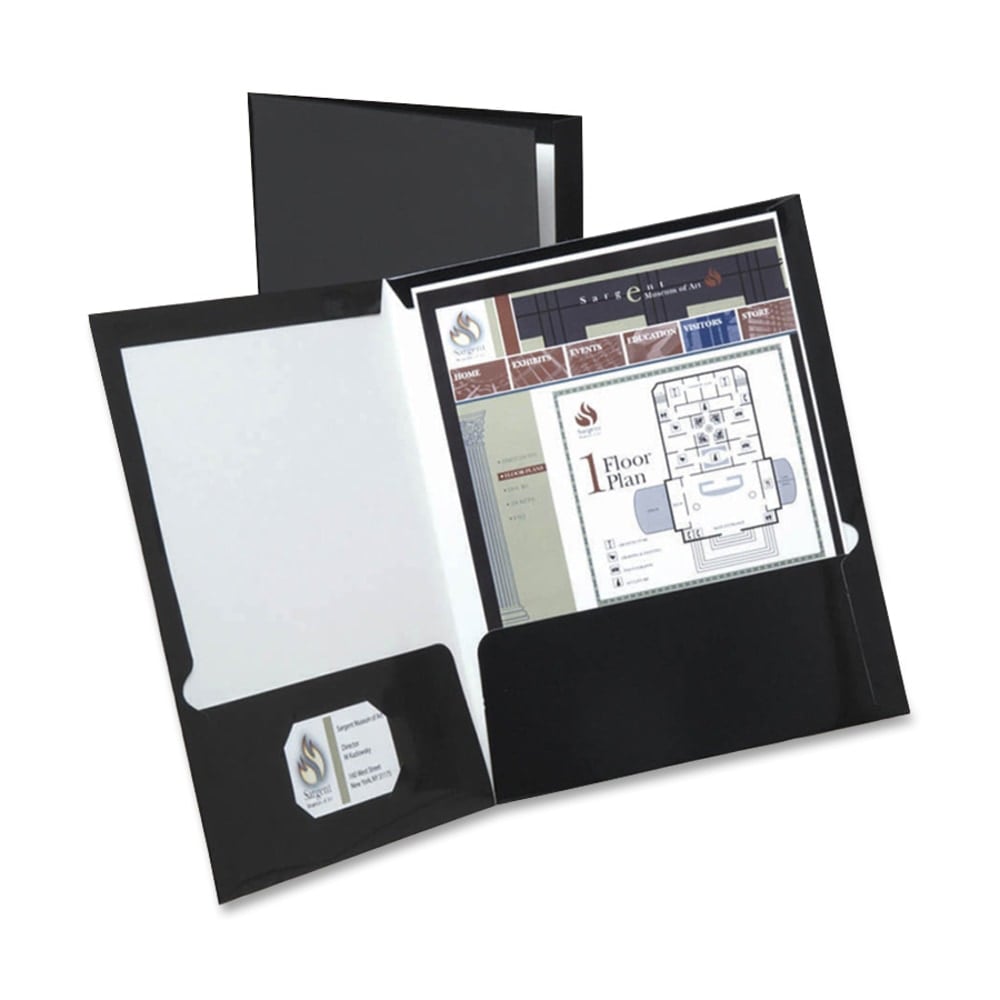 Oxford Laminated Twin-Pocket Folders, 8 1/2in x 11in, Black, Box Of 25 MPN:51706EE