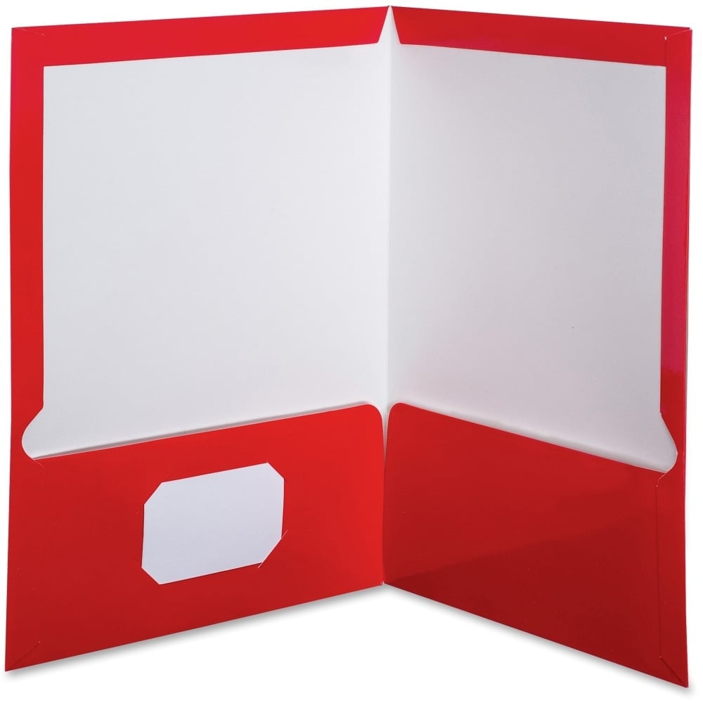 Oxford Laminated Twin-Pocket Folders, 8 1/2in x 11in, Red, Box Of 25 MPN:51711