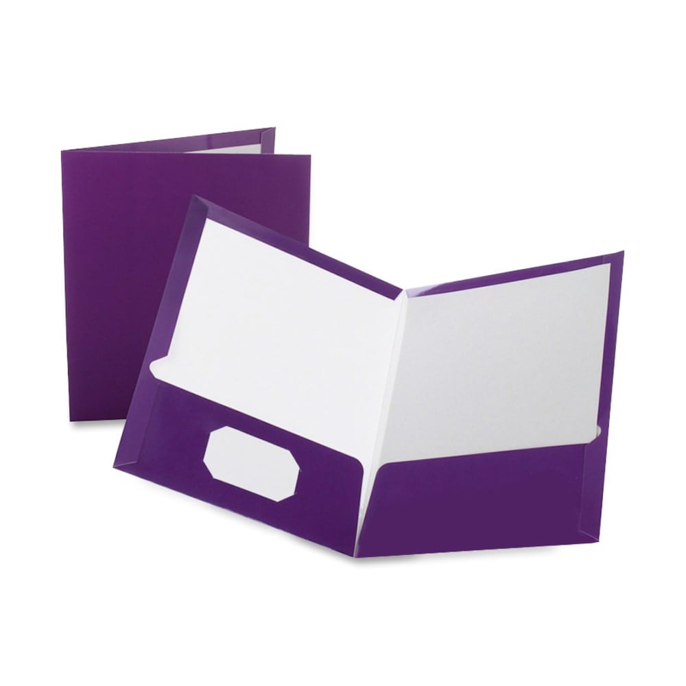 Oxford Laminated Twin-Pocket Folders, 8 1/2in x 11in, Purple, Box Of 25 MPN:51726