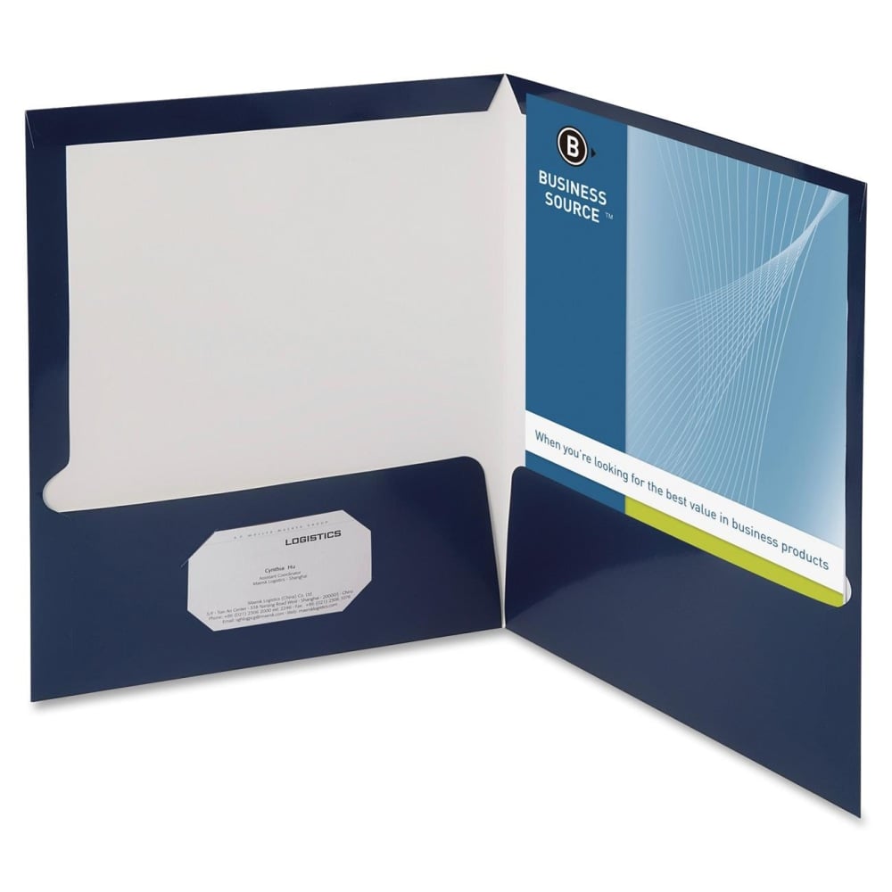 Oxford Laminated Twin-Pocket Folders, 8 1/2in x 11in, Navy, Box Of 25 MPN:51743