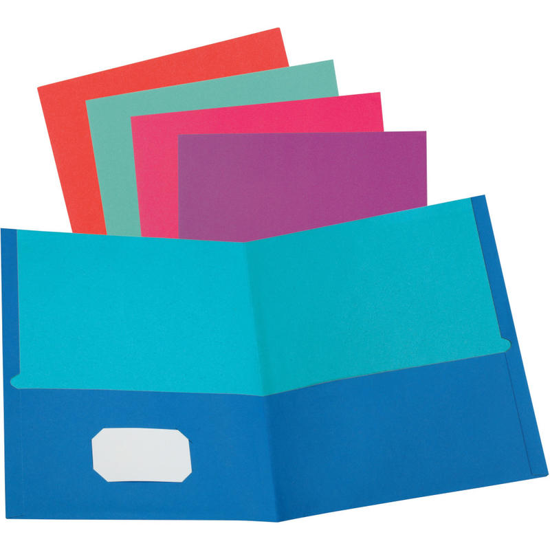 Oxford Letter Recycled Pocket Folder, 8 1/2in x 11in, 100 Sheet Capacity, 2 Pocket(s), Assorted, 10% Recycled, 50 / Box, 52074 MPN:52074