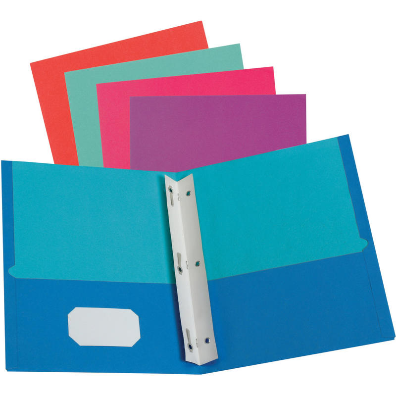 Oxford Letter Recycled Pocket Folder - 8 1/2in x 11in - 100 Sheet Capacity - 2 Pocket(s) - Assorted - 10% Recycled - 50 / Box MPN:52076