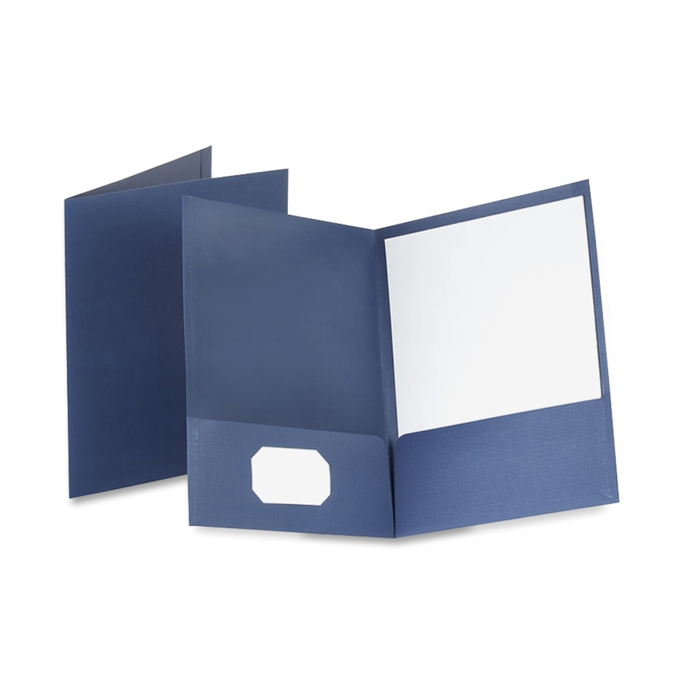 Oxford Linen Twin-Pocket Folders, 8 1/2in x 11in, Navy, Pack Of 25 MPN:53443EE