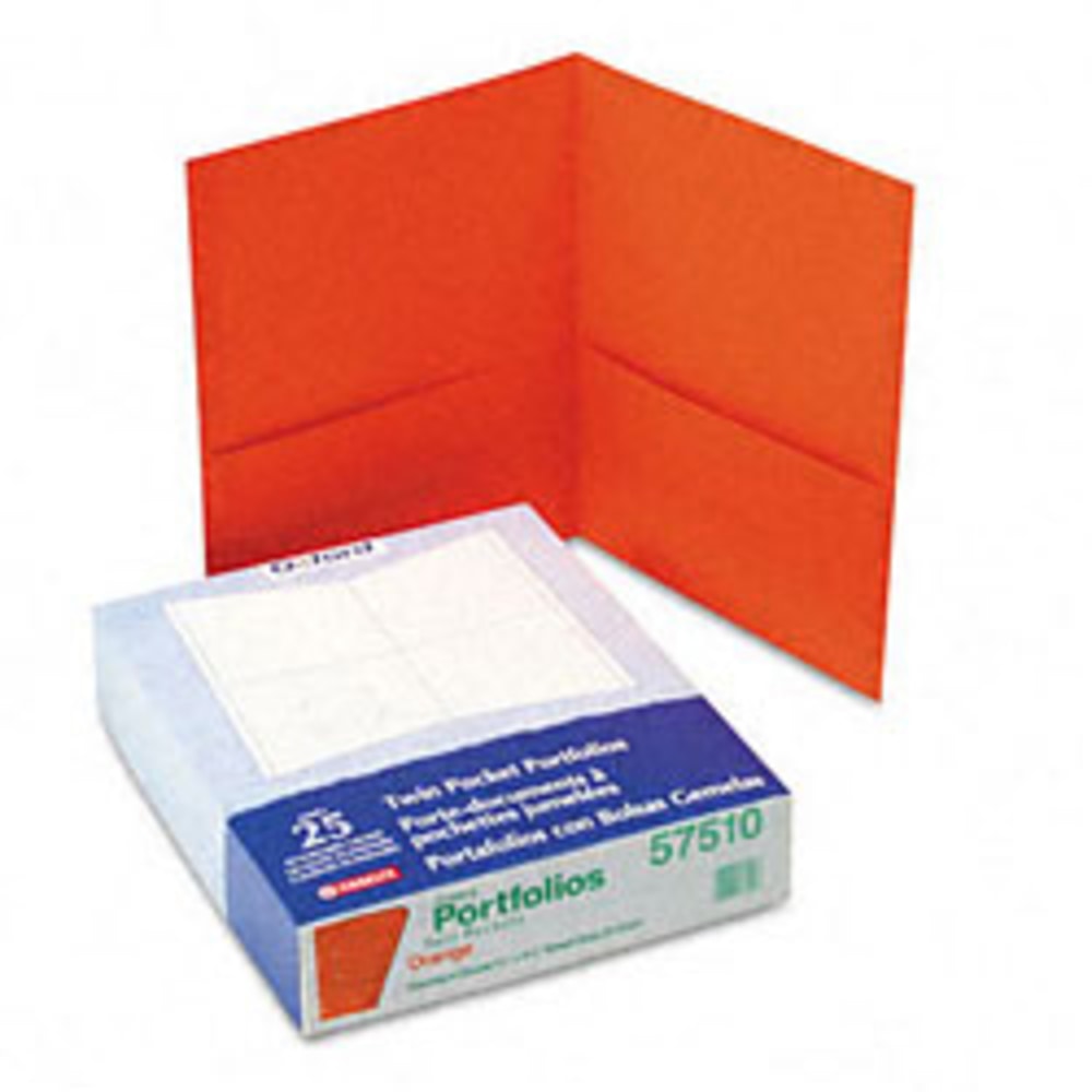 Oxford Twin-Pocket Portfolios, 8 1/2in x 11in, Orange, Pack Of 25 MPN:57510EE