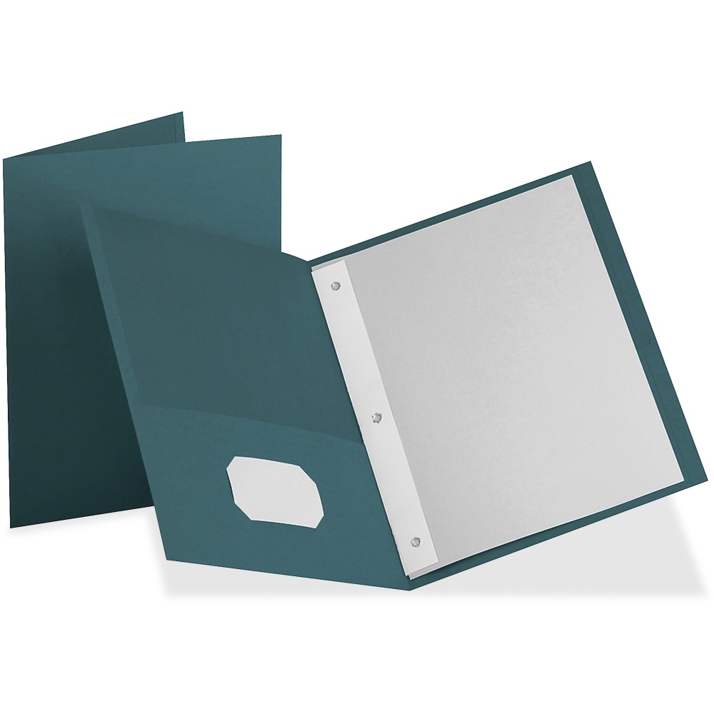 Oxford Twin Pocket 3-Hole Fastener Folders, Letter Size (8 1/2in x 11in), Teal, Box Of 25 MPN:57755