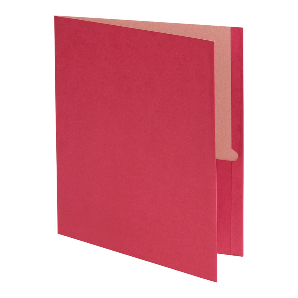 Earthwise by Oxford Twin-Pocket Folder, 95% Recycled, Red, Box Of 25 MPN:78511