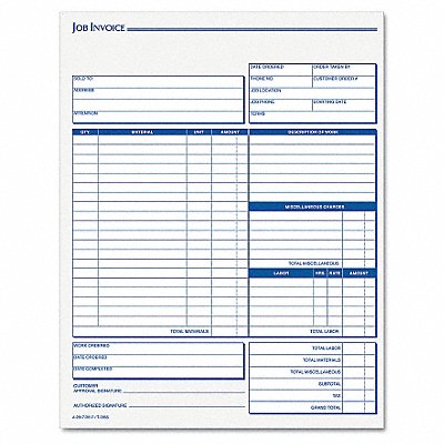 Job Invoice Forms PK50 MPN:TOP3866