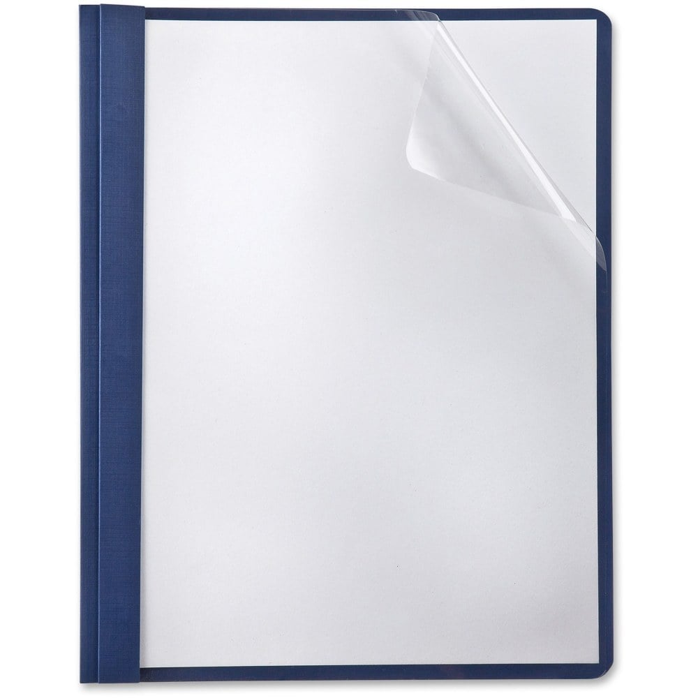 Oxford Report Cover - 3 x Tang Fastener - Navy - Clear Front, Punched - 5 / Pack MPN:50443