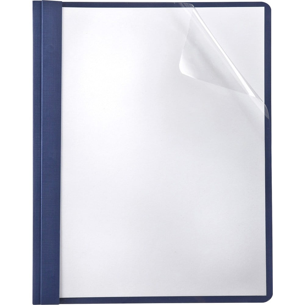 Oxford Linen Finish Clear Front Report Covers, Letter-Size, Navy, Box Of 25 Covers MPN:53343EE