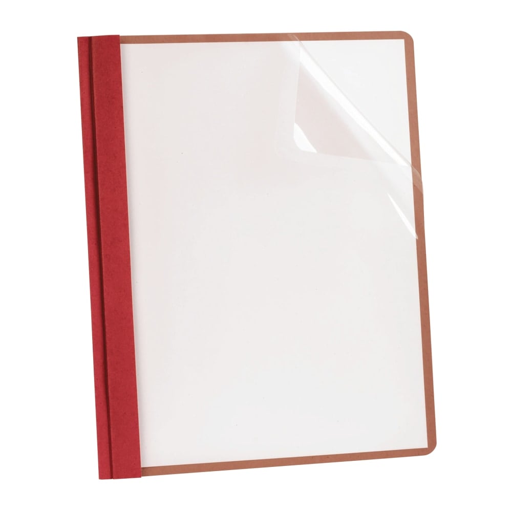 Earthwise By Oxford Clear Front Report Covers With 3-Prong Fasteners, Red, Box Of 25 MPN:57871