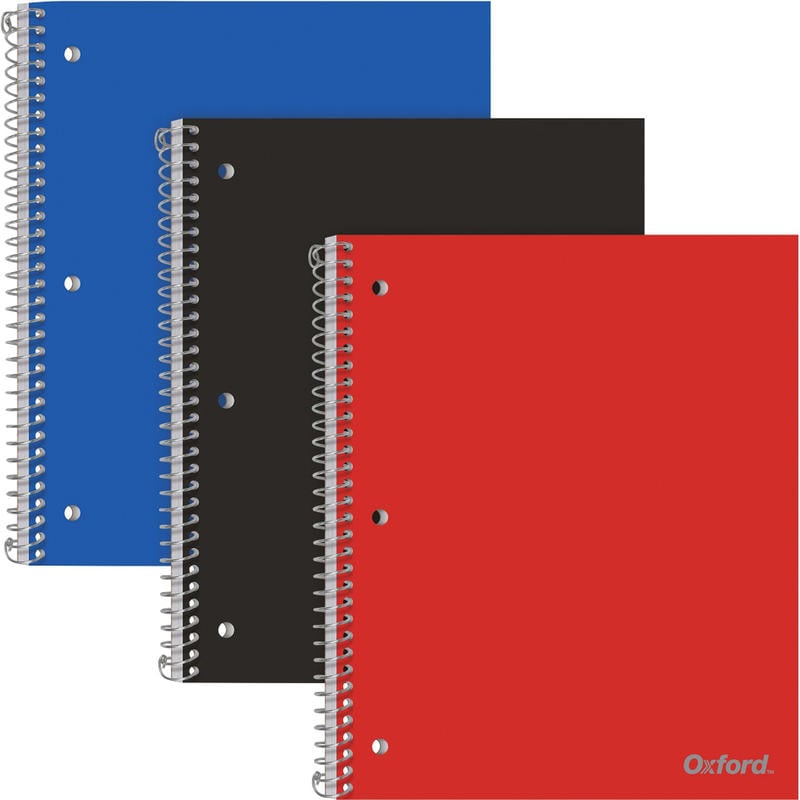 Oxford Spiralbound Poly Notebooks, 8 1/2in x 10 1/2in, 1 Subject, 100 Sheets, Assorted Colors, Pack Of 3 (Min Order Qty 3) MPN:10389