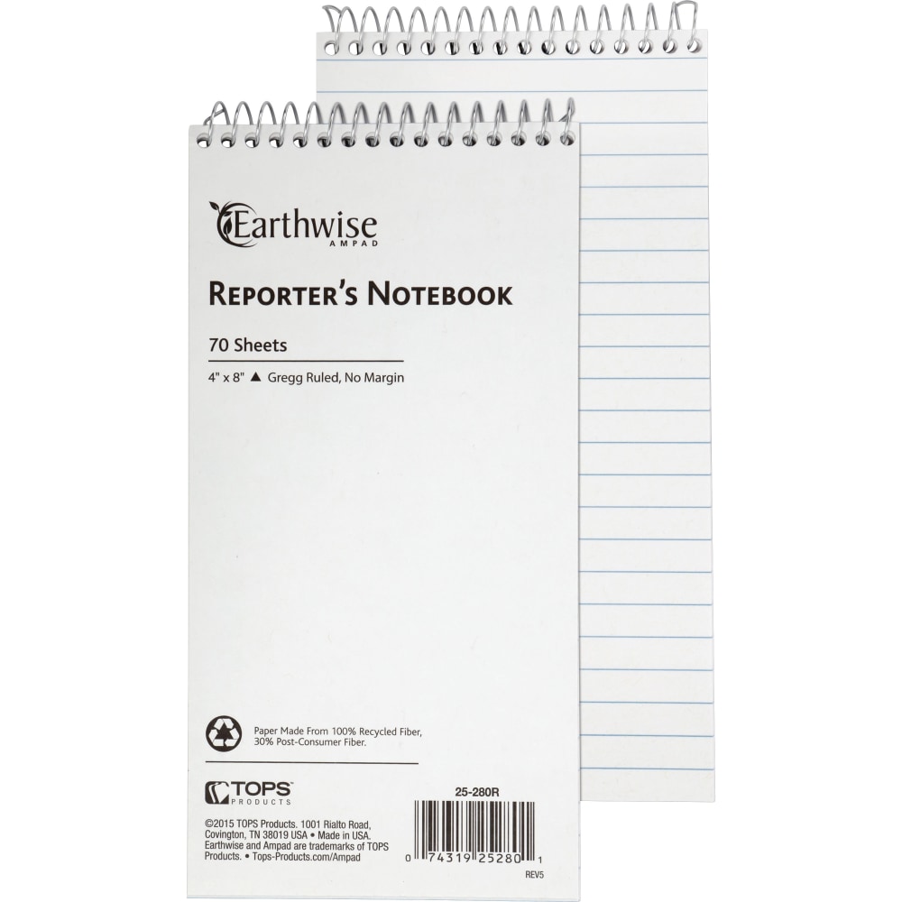 Ampad Earthwise Reporters Notebook, 70 Sheets (Min Order Qty 13) MPN:25280