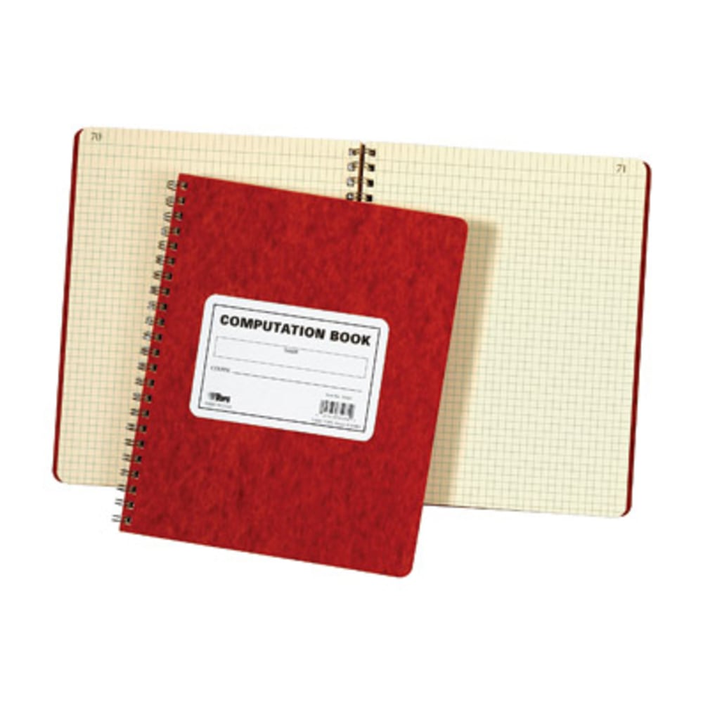 TOPS Computation Notebook, 9 1/2in x 11 3/4in, Quad Ruled, Ivory Paper, Red Cover, 76 Sheets (Min Order Qty 2) MPN:35061
