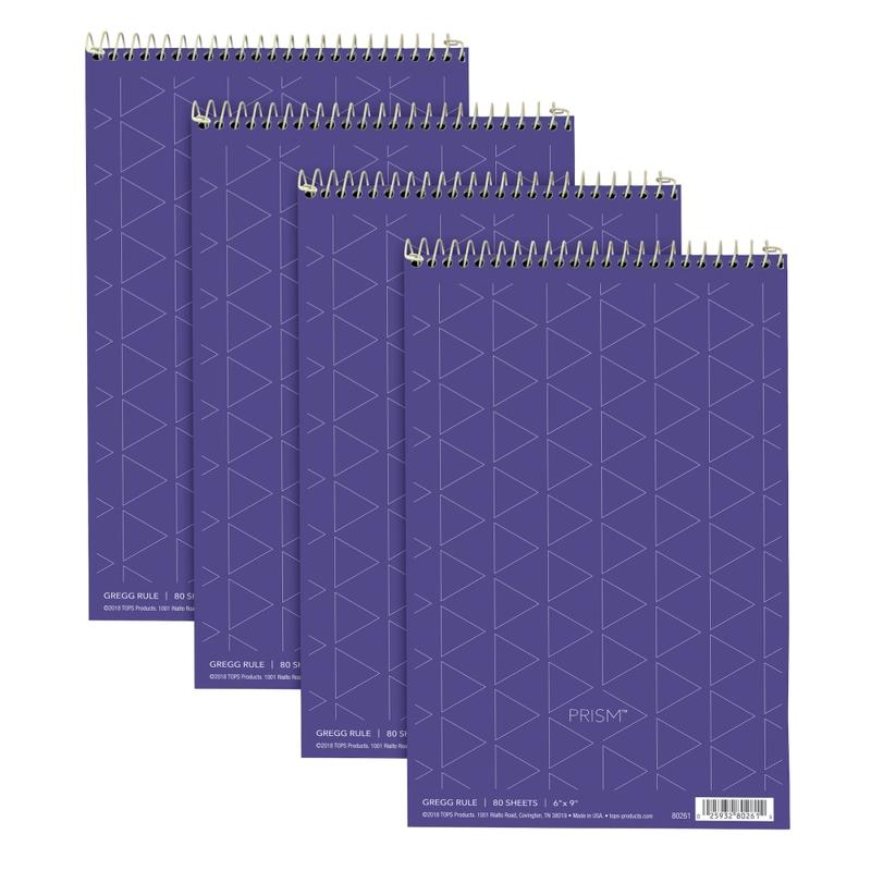 TOPS Prism+ Color Steno Books, 6in x 9in, Gregg Ruled, 80 Sheets, Blue, Pack Of 4 MPN:80284