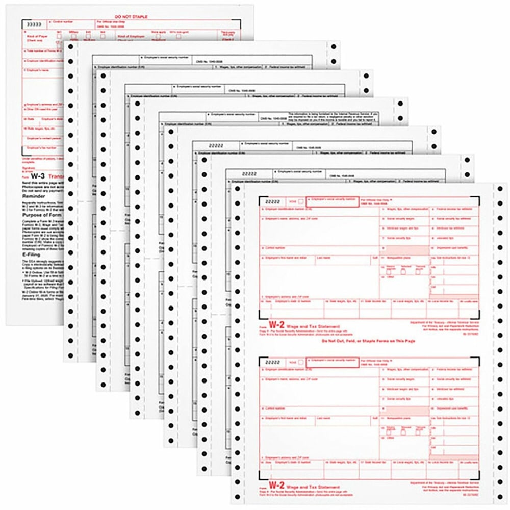 TOPS Carbonless Standard W-2 Tax Forms - 6 Part - Carbonless Copy - 5.50in x 8.50in Sheet Size - White Sheet(s) - 24 / Pack MPN:TOP2206C