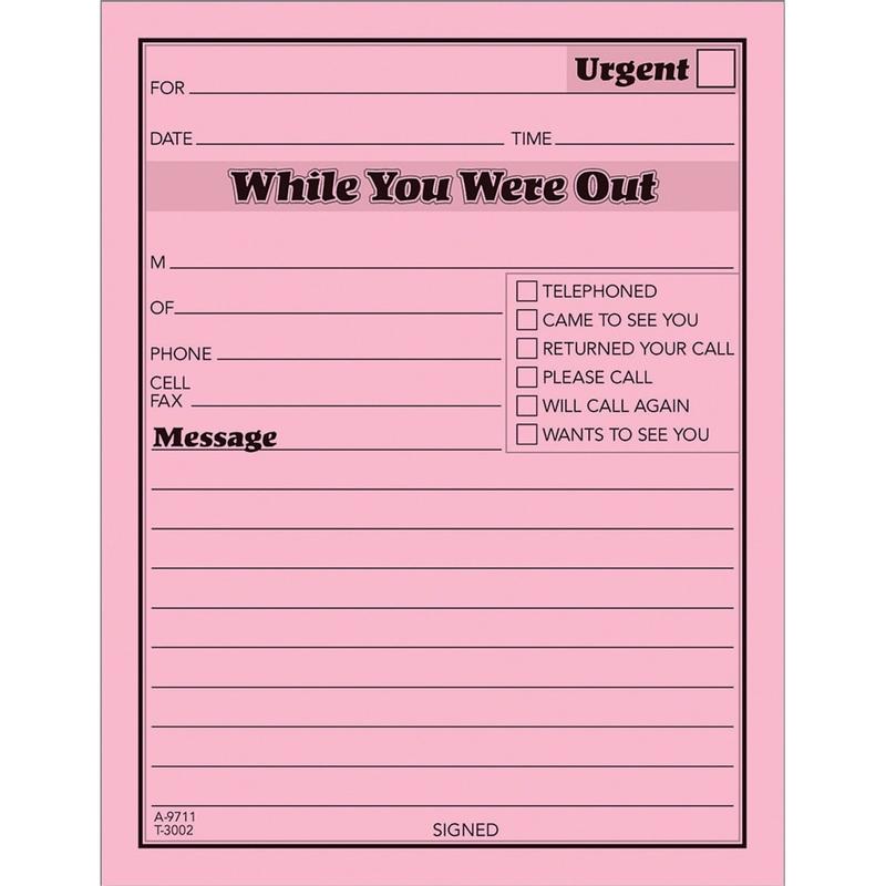 TOPS Important Message Note Pads, 4 1/2in x 5 1/2in, Pink, Pack Of 12 (Min Order Qty 8) MPN:3002P