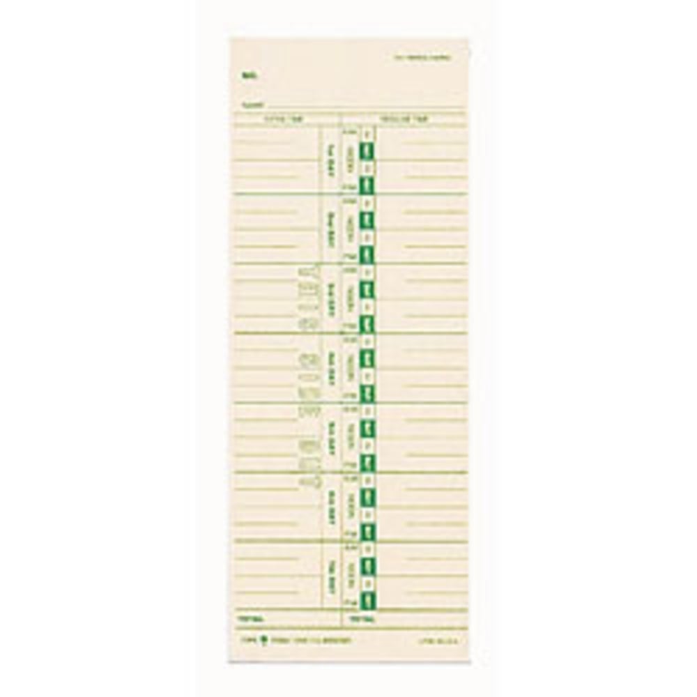 TOPS Time Cards (Replaces Original Card 10-800292), Numbered Days, 1-Sided, 9in x 3 1/2in, Box Of 500 MPN:TOP1256