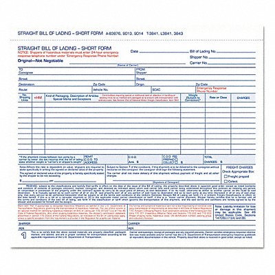 Form Bill/Lading Shrt Tri PK250 MPN:L3841