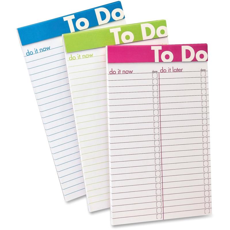 Ampad To Do List Notepad - 50 Sheets - 5in x 8in - White Paper - Assorted Cover - Micro Perforated - 6 / Pack (Min Order Qty 3) MPN:20002