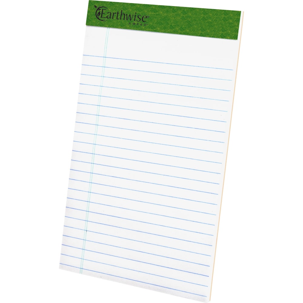 TOPS Recycled Perforated Jr. Legal Rule Pads - 50 Sheets - 0.28in Ruled - 15 lb Basis Weight - 5in x 8in - Environmentally Friendly, Perforated - Recycled - 1 Dozen (Min Order Qty 3) MPN:20152