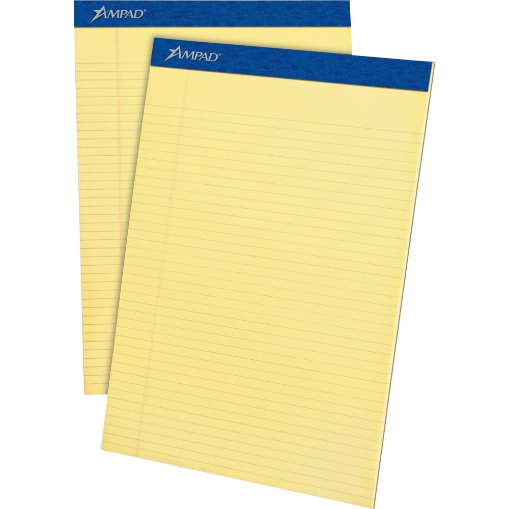 Ampad Perforated Ruled Pads, Letter Size, 50 Sheets, Ruled, Canary Yellow, Box Of 12 MPN:20222