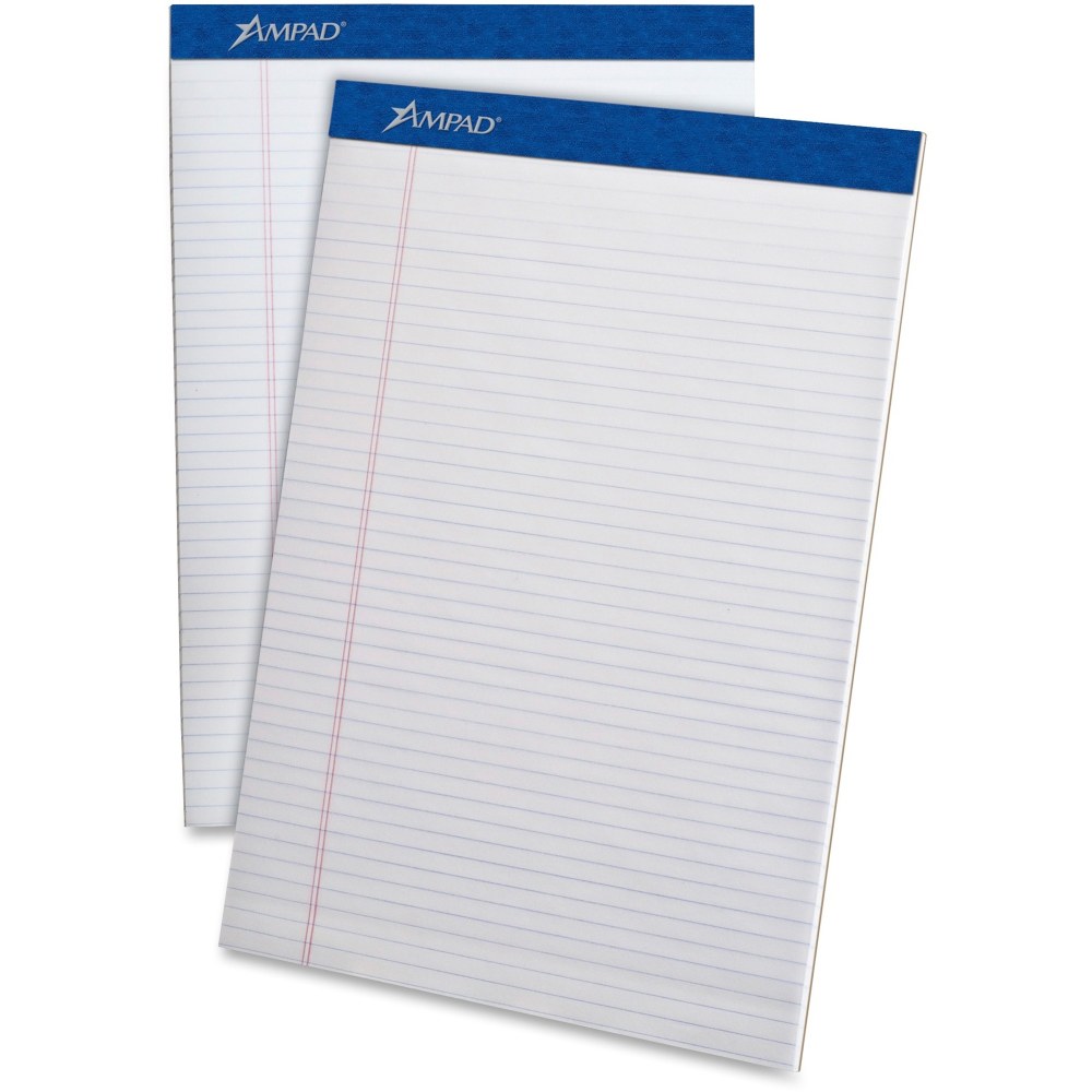 Ampad Perforated Ruled Pads - Letter - 50 Sheets - Stapled - 0.25in Ruled - 20 lb Basis Weight - Letter - 8 1/2in x 11in8.5in x 11.8in - White Paper - White Cover - Sturdy Back, Header Strip, Pinhole Perforated, Chipboard Backing - 1  (Min Order Qty 2) MP
