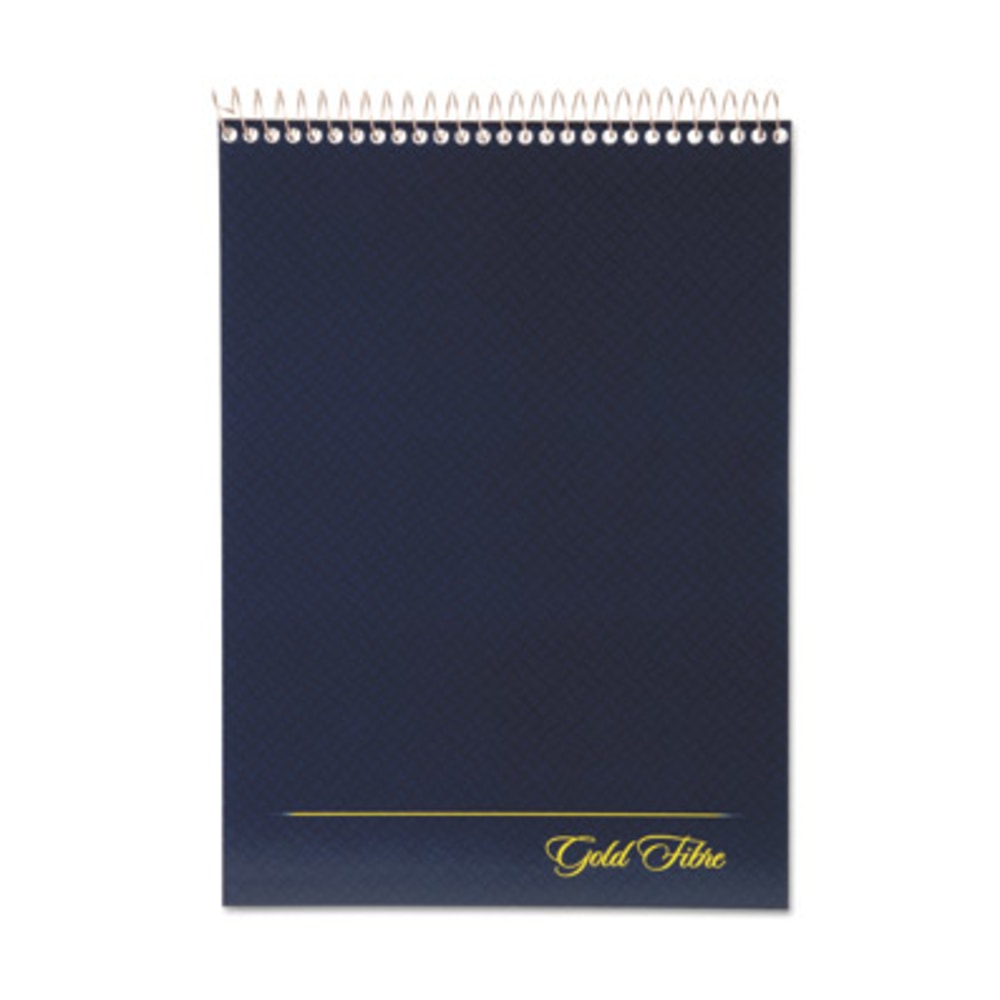 Ampad Gold Fibre Wirebound Legal Pad - 70 Sheets - Wire Bound - 20 lb Basis Weight - 8 1/2in x 11 3/4in - 8.50in x 0.4in x 12.3in - White Paper - Navy Cover - Micro Perforated, Easy Tear, Rigid, Chipboard Backing, Numbered - 1 Each (Min Order Qty 7) MPN:2
