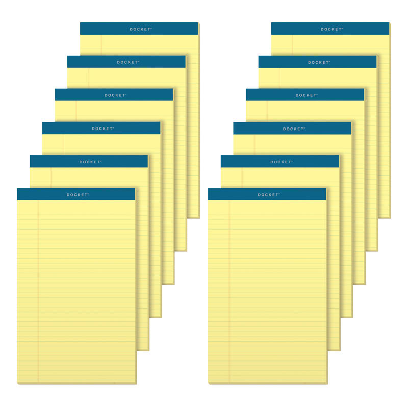 TOPS Double Docket Writing Pads, 8 1/2in x 14in, Legal Ruled, 50 Sheets, Canary, Pack Of 12 Pads MPN:63580